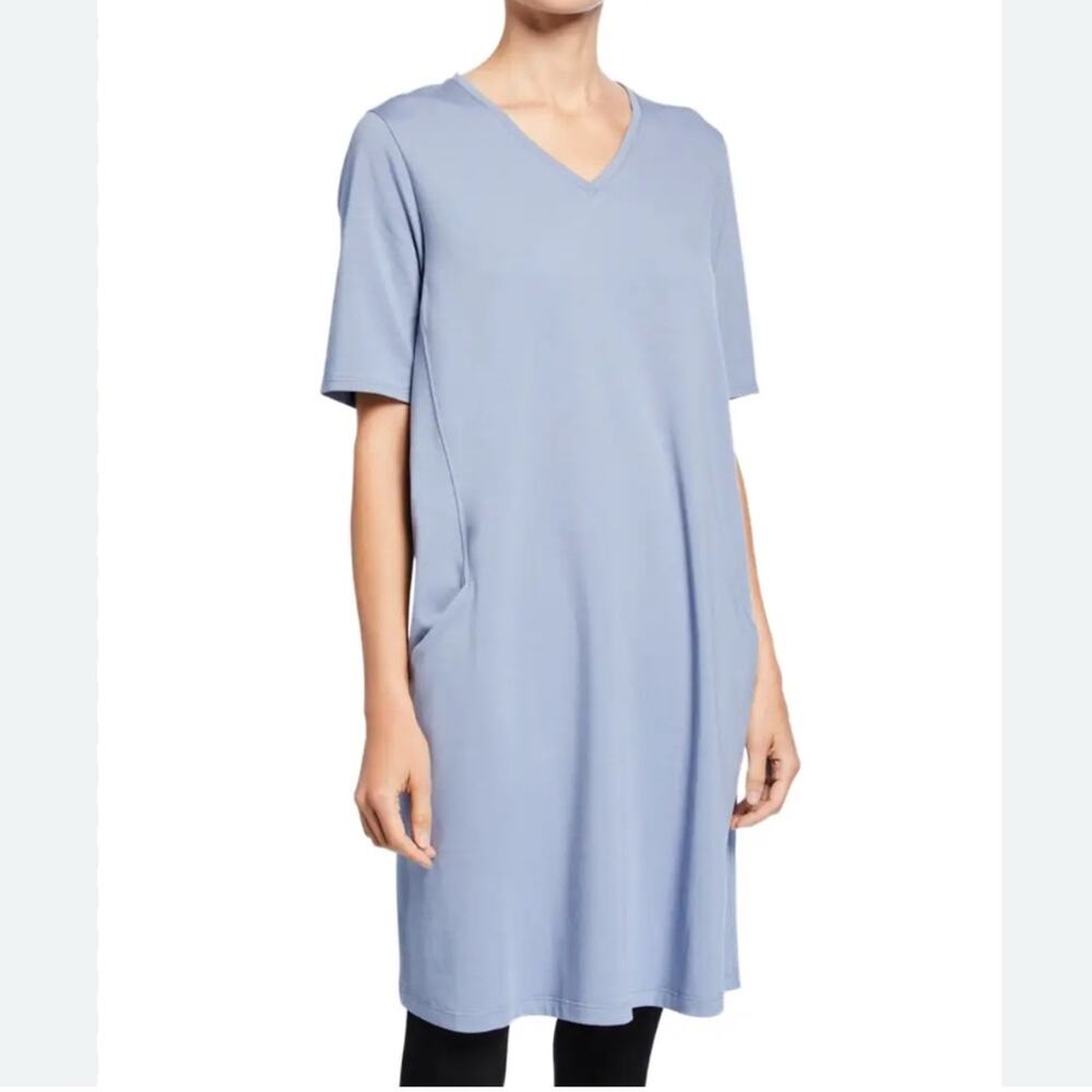 Eileen Fisher V Neck Short Sleeve Jersey Dress